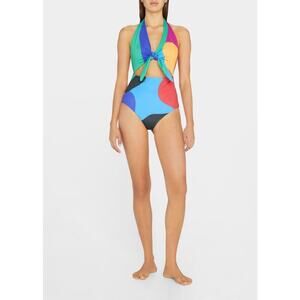NWT MARA HOFFMAN Wisteria Maddy Cutout Halter One-Piece sz L